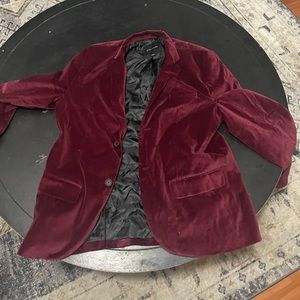 Mens burgundy velvet Large dinner coat by Structure.